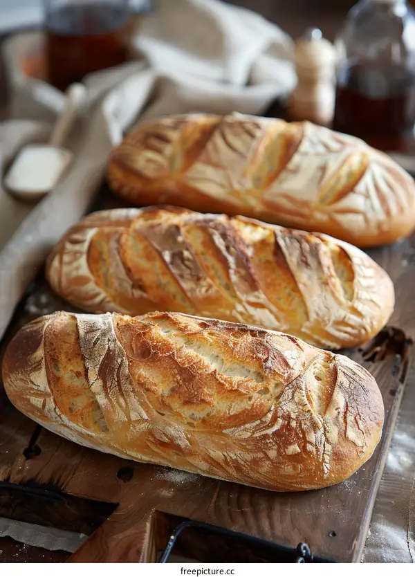 Loaf of artisan bread on a wooden table