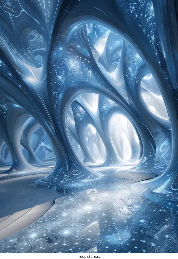 Surreal Alien Crystal Cave Hallway