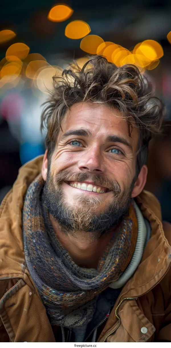 Smiling Man with a Stylish Scarf
