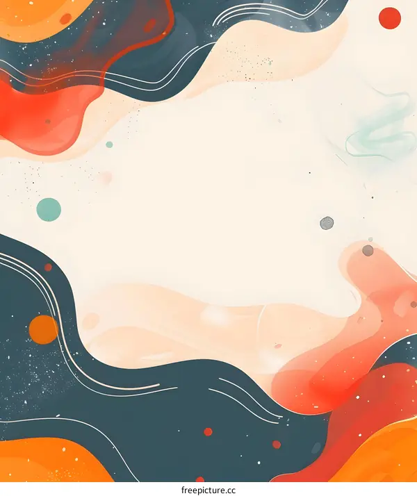 Abstract Background With Orange Blue And Red Wavy Lines