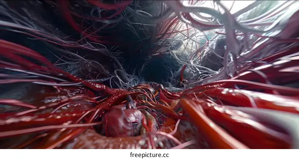 Abstract Red and White Twisted Lines 3D