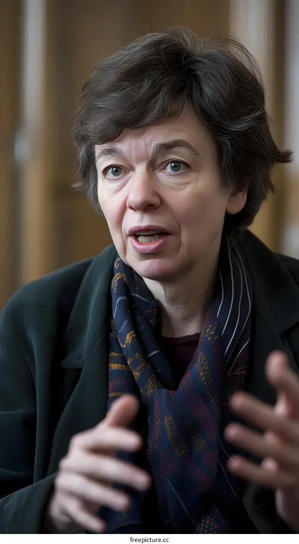 Portrait of a Middle Aged Woman in a Green Jacket and Scarf