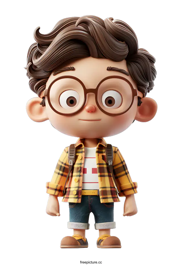 [Transparent Background PNG]3D rendering of a cute cartoon boy