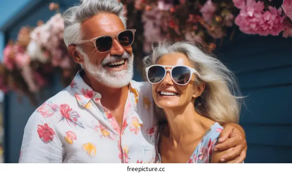 Happy elderly couple on vacation