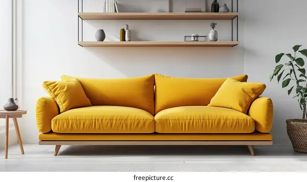 Modern Living Room Sofa with Warm Yellow