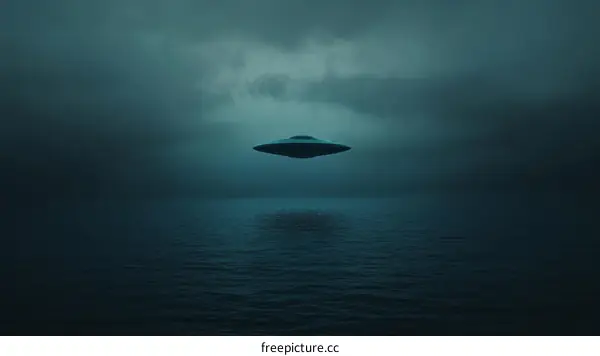 Mysterious UFO Hovering Over Dark Ocean