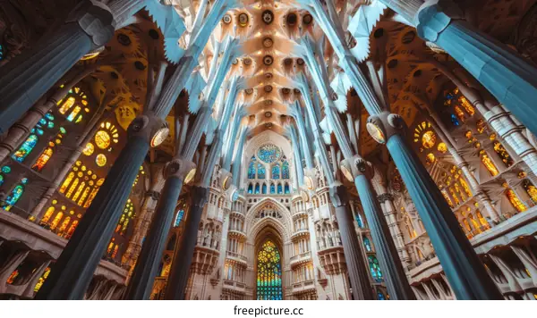 Interior of Barcelona's Sagrada Familia Church
