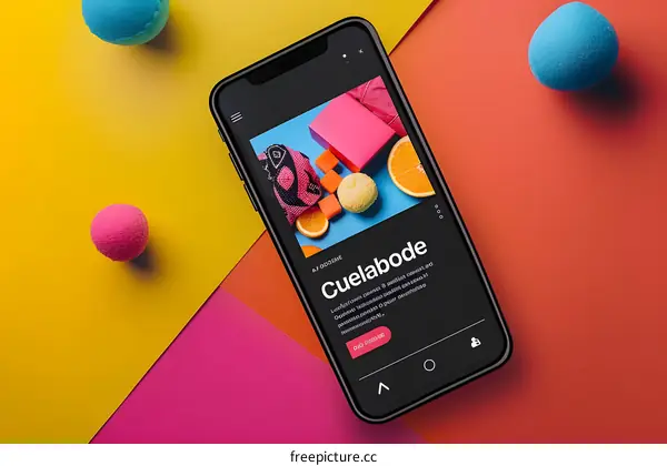Smartphone Mockup with Colorful Background