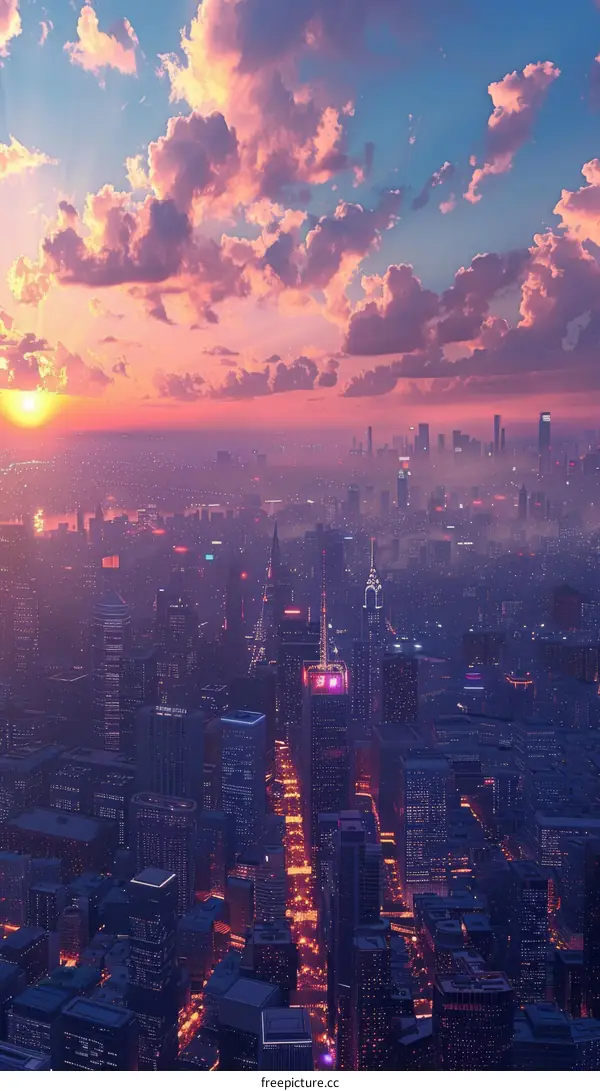 Sunset Over the City of Skyscrapers