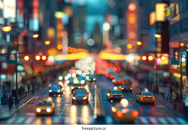 Miniature Cityscape: Urban City Street Scene