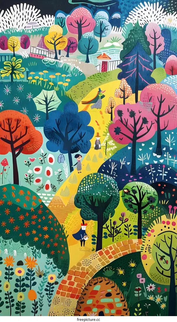 Colorful Illustration Of A Magical Forest