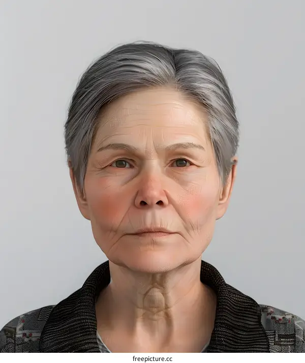 Portrait of an Elderly Woman with Gray Hair