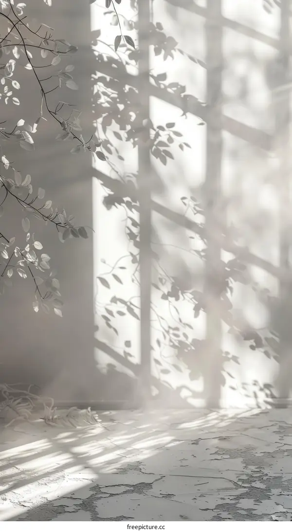 Minimalist White Room with Plant Shadows