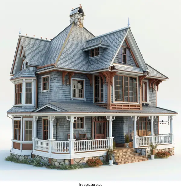 Historic Victorian Style House Illustration