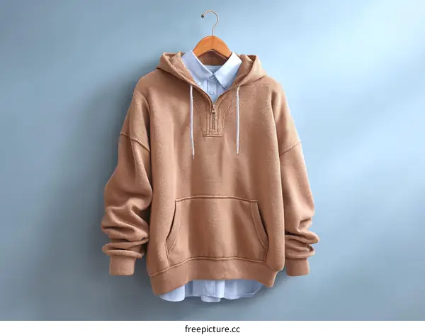 Beige Hoodie with Layered Shirt