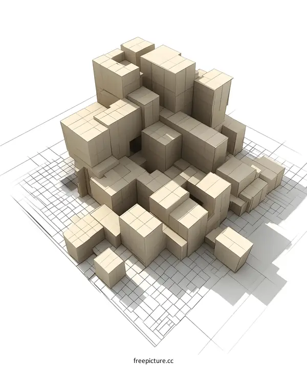 Abstract Architecture Illustration Of Building Design With Cubes