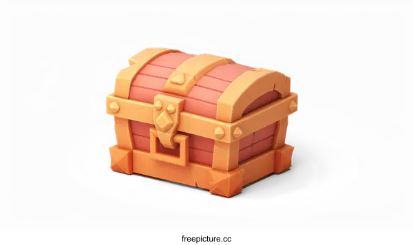 [Transparent Background PNG]3D Wooden Treasure Chest Illustration for Games