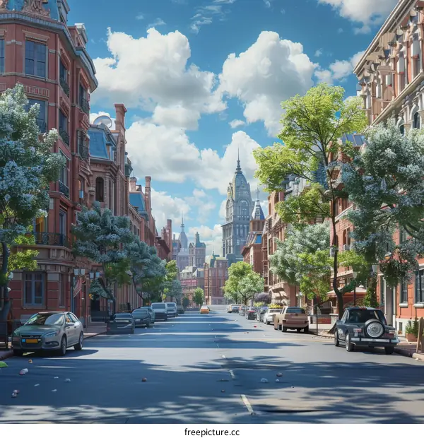 City Street with Historical Buildings