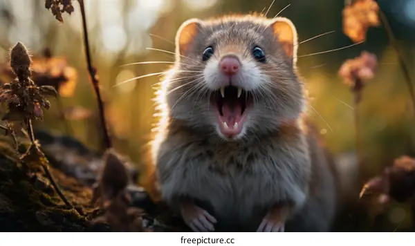 Small Rodent Bares Teeth in Warning