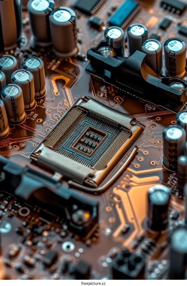 Close-up shot of a computer processor