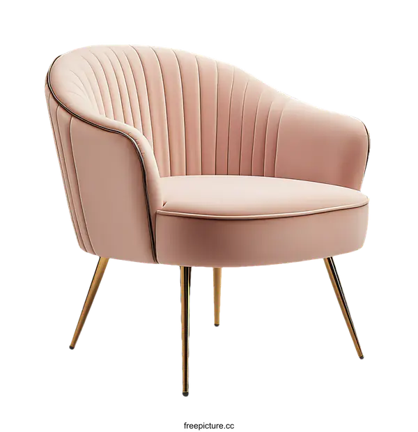 [Transparent Background PNG]Elegant Modern Pink Velvet Armchair