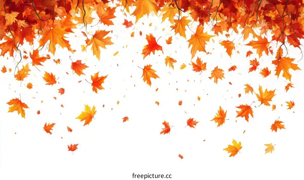 Autumn Falling Maple Leaves Background Illustration