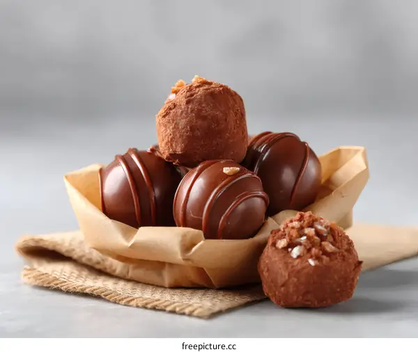 Delicious Chocolate Truffles Collection in Paper Bowl