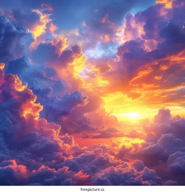 A surreal sunset sky with vibrant colors