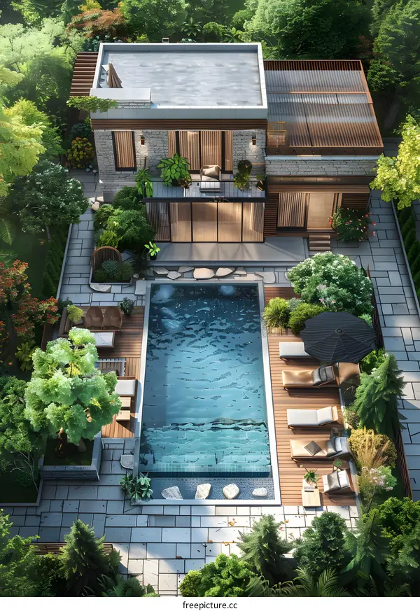 A Modern House with a Swimming Pool