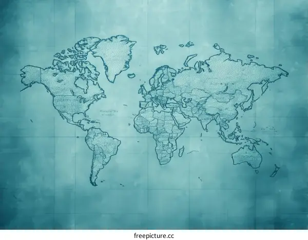 Vintage World Map Illustration