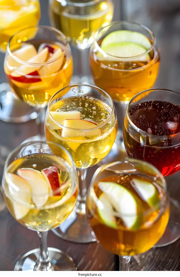Apple Cider Cocktail with Slices of Apple