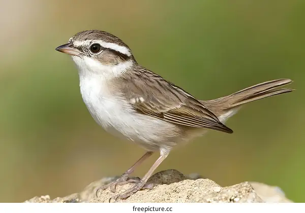 Small Bird Perched On Rock With Green Background