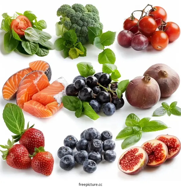 A variety of fresh healthy food on a table