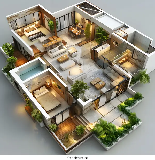 The interior design of the duplex apartment