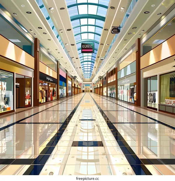 Modern Shopping Mall Interior Design Illustration