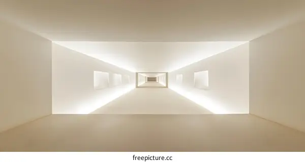 White Hallway with Square Recessed Lighting