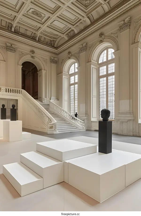 Classic Architecture Interior with White Steps