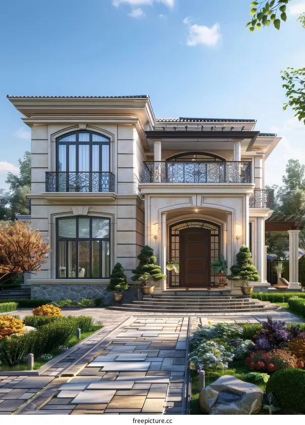 Luxury Mansion Exterior Design Illustration