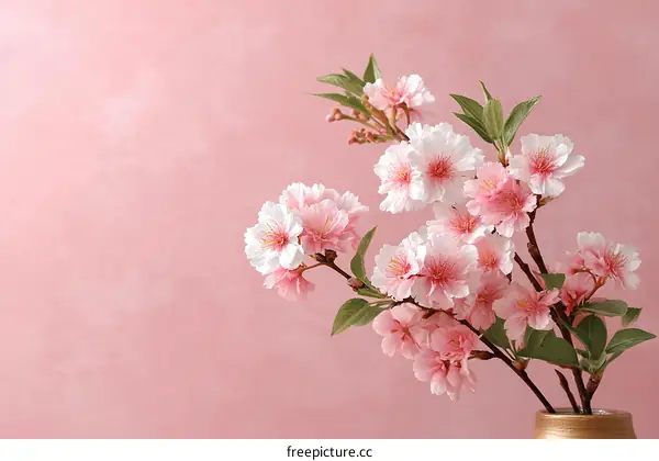 Beautiful Pink Cherry Blossoms Against a Pastel Background