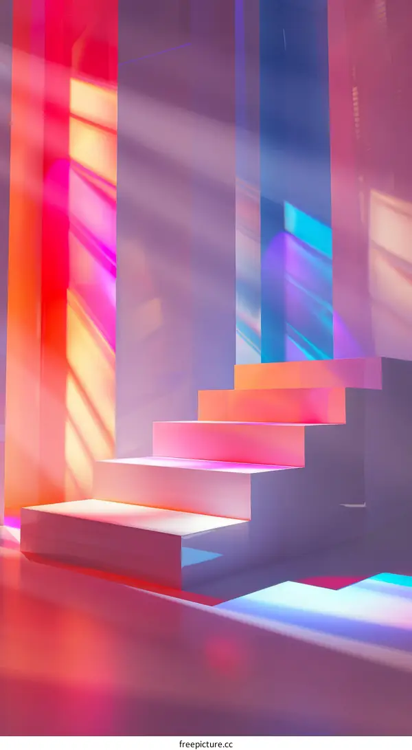 Abstract Colorful Stairs with Gradient Background