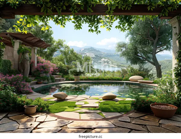 Lake View Courtyard with Mountain Scenery