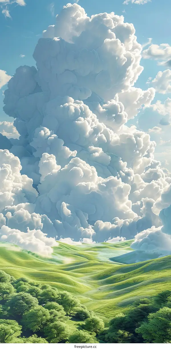 Green Hills and Dramatic Cloudscape