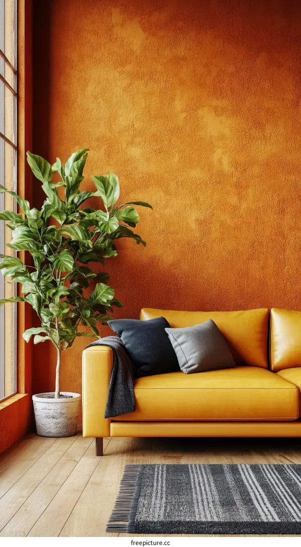 Modern Living Room Interior Design with Mustard Sofa