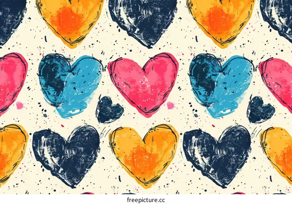 Colorful Hand Painted Heart Pattern
