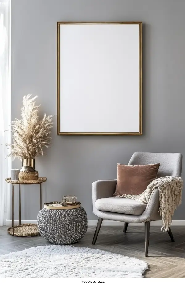 Stylish Modern Interior Design with Empty Frame
