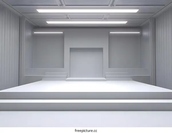 Minimalist White 3D Rendered Stage with Steps