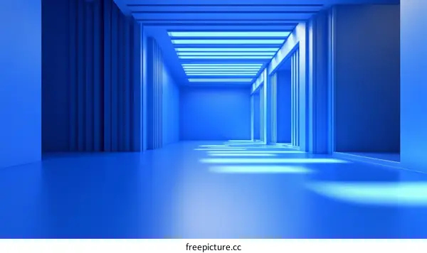 Modern Empty Blue Corridor Illustrative Design
