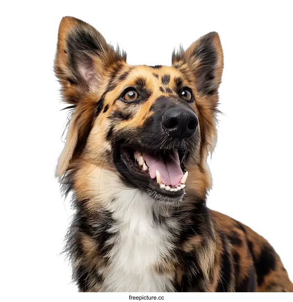 [Transparent Background PNG]A happy dog with unique fur pattern