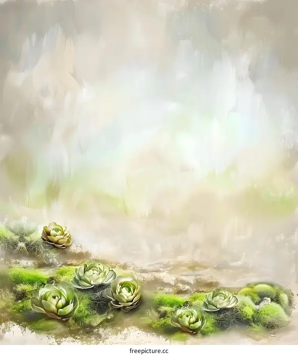 Green Flower Background Watercolor Illustration