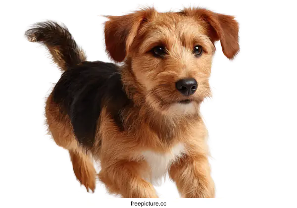 [Transparent Background PNG]Adorable Puppy Running on White Background